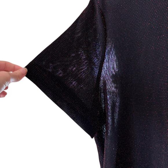 Vintage Appàrenza Black Red Sparkle Mock Neck Y2K Shirt 90s 00s NYE - Picture 9 of 9